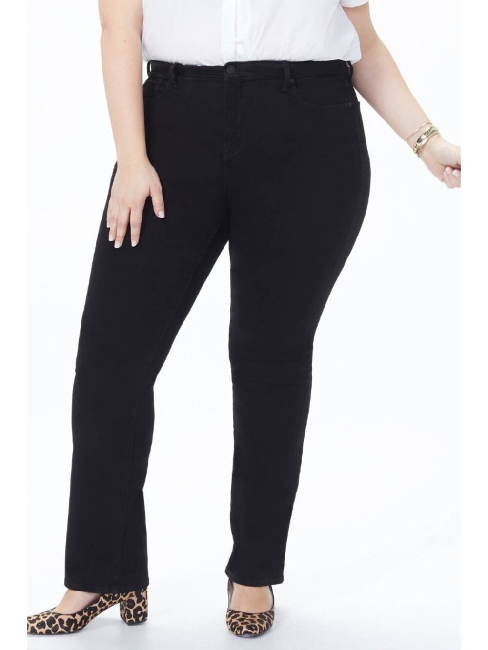 NYDJ Barbara Bootcut Jeans Cotton Stretch 5 pockets Plus Size 16W Black $99